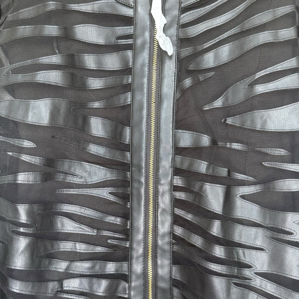 Colleen Lopez Black Jacket Women’s Size XL Faux Leather and Mesh NWOT - Picture 3 of 8